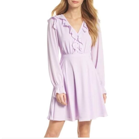 GAL‎ MEETS GLAM Haley Ruffle Dress lavender Womans 2 feminine girtly - Picture 1 of 15